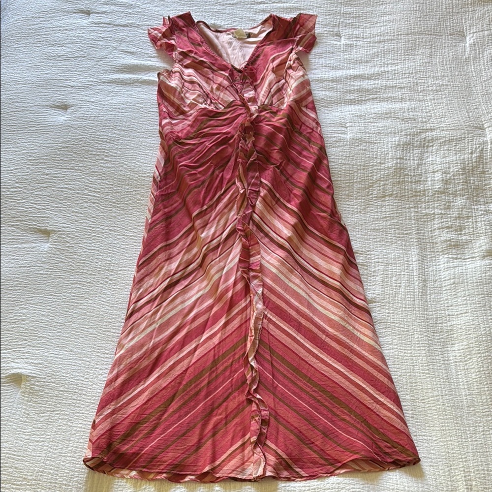 J. Crew Pink and Orange Sleeveless Midi Sundress